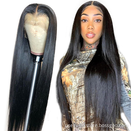 Wholesale Virgin Hair Wigs For Black Women Young Gilr Raw Cuticle Aligned Hair Straight 13x6 Lace Front Wig